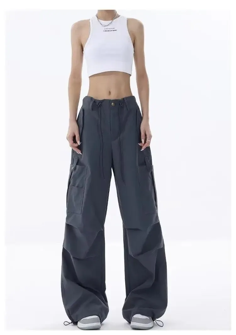 Retro Street Hottie Overalls with Pleats and Cargo Design