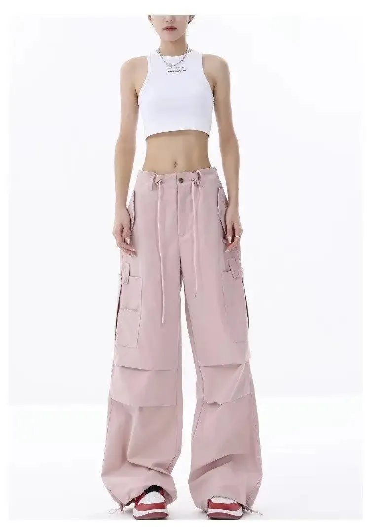 Retro Street Hottie Overalls with Pleats and Cargo Design
