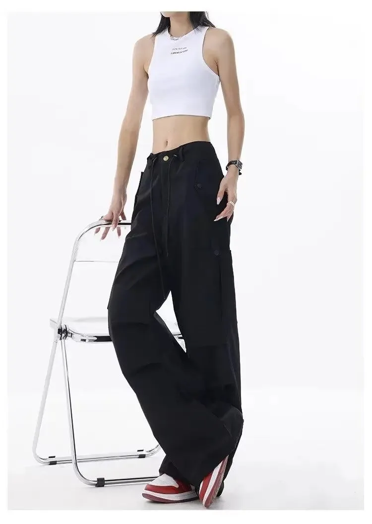 Retro Street Hottie Overalls with Pleats and Cargo Design