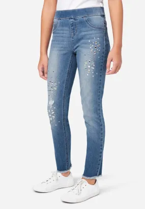 Rhinestone Pull-On Jean Leggings