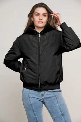 Rubia Black Faux Fur Reversible Bomber Jacket Rubia Black Faux Fur Reversible Bomber Jacket