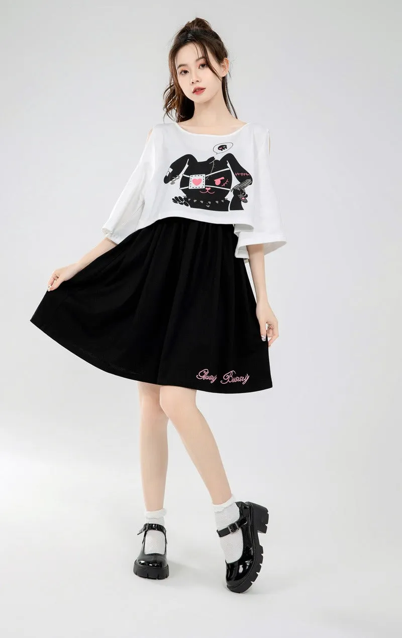 Short and Long Sleeve Combo: Bunny Patterned Two Piece Set