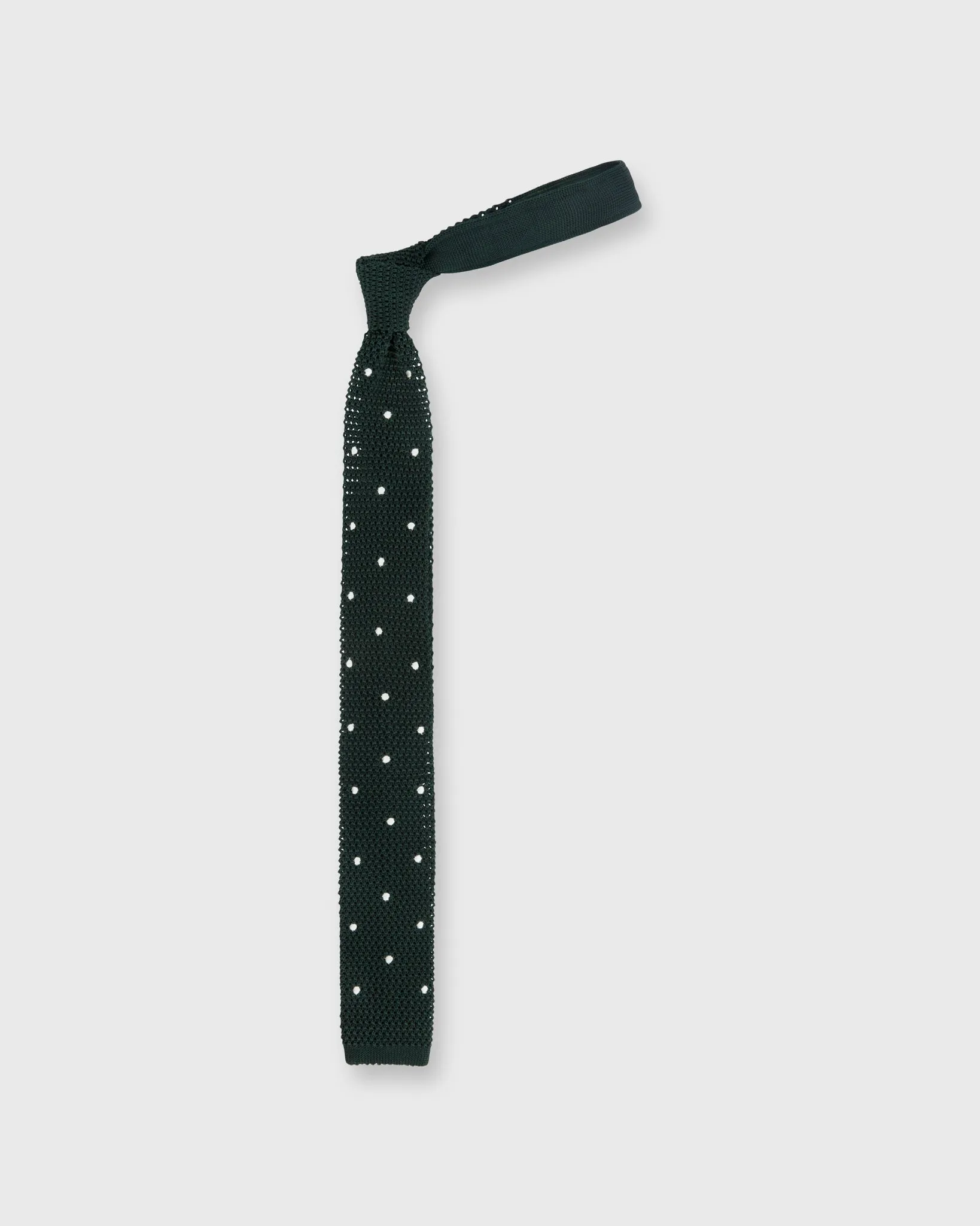 Silk Knit Tie in Hunter/White Dot
