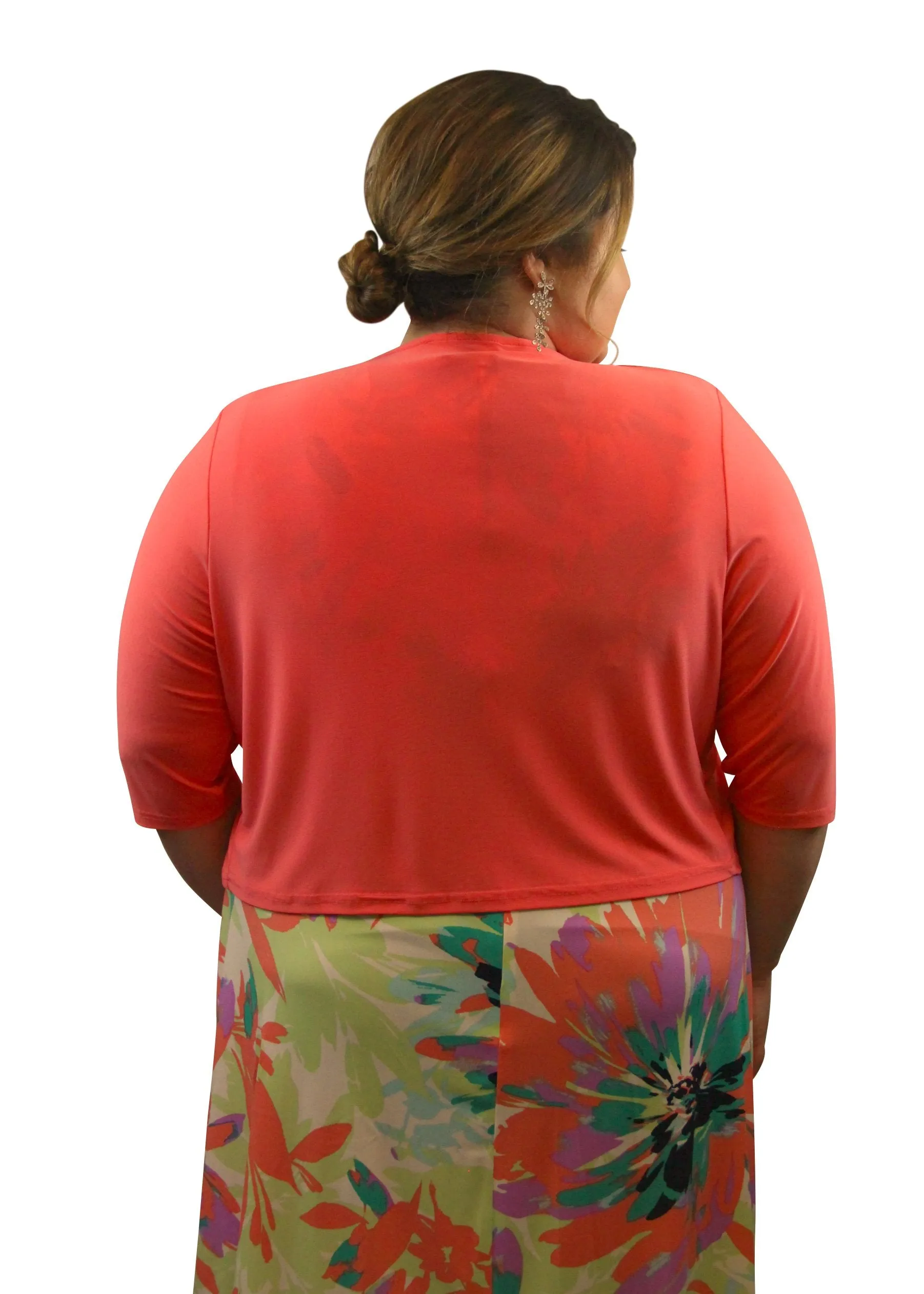 SleekTrends Womens Elbow Sleeve Plus Size Open Draped Front Bolero Jacket - Shrugs