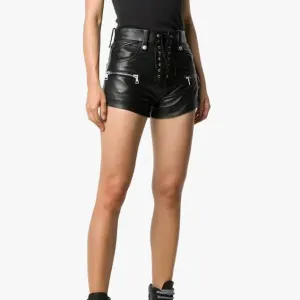 Steampunk Lace-Up Zip Genuine Leather Shorts for Women Steampunk Lace-Up Zip Genuine Leather Shorts for Women
