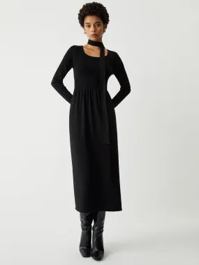 Tie Decor Long Trendy Sleeve Midi Sweater Dress