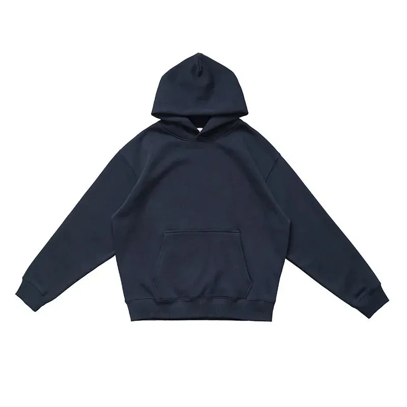 Toleet Y2K Street Style hooded sweatshirt  Men's and women's fall and winter 500G heavyweight warm air pullover solid color sweater padded and thickened