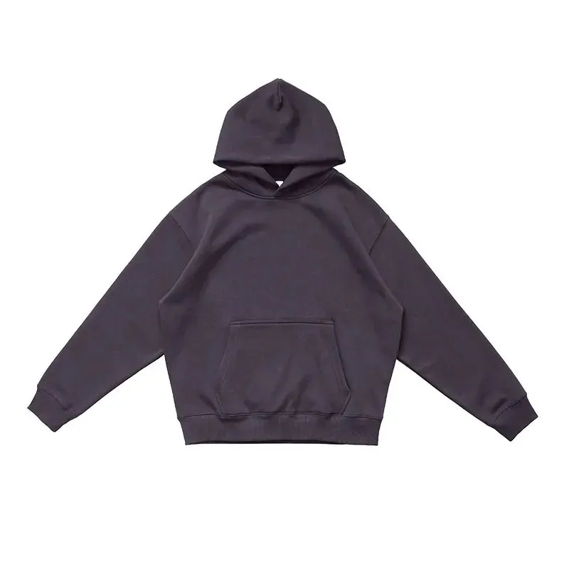 Toleet Y2K Street Style hooded sweatshirt  Men's and women's fall and winter 500G heavyweight warm air pullover solid color sweater padded and thickened