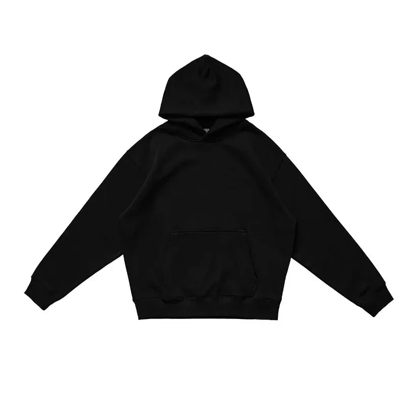 Toleet Y2K Street Style hooded sweatshirt  Men's and women's fall and winter 500G heavyweight warm air pullover solid color sweater padded and thickened