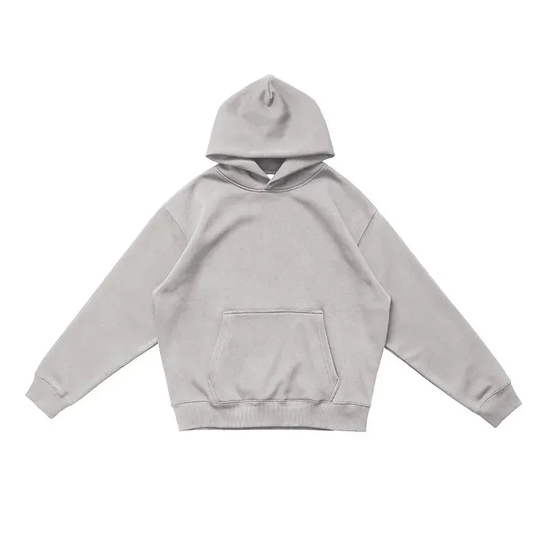 Toleet Y2K Street Style hooded sweatshirt  Men's and women's fall and winter 500G heavyweight warm air pullover solid color sweater padded and thickened