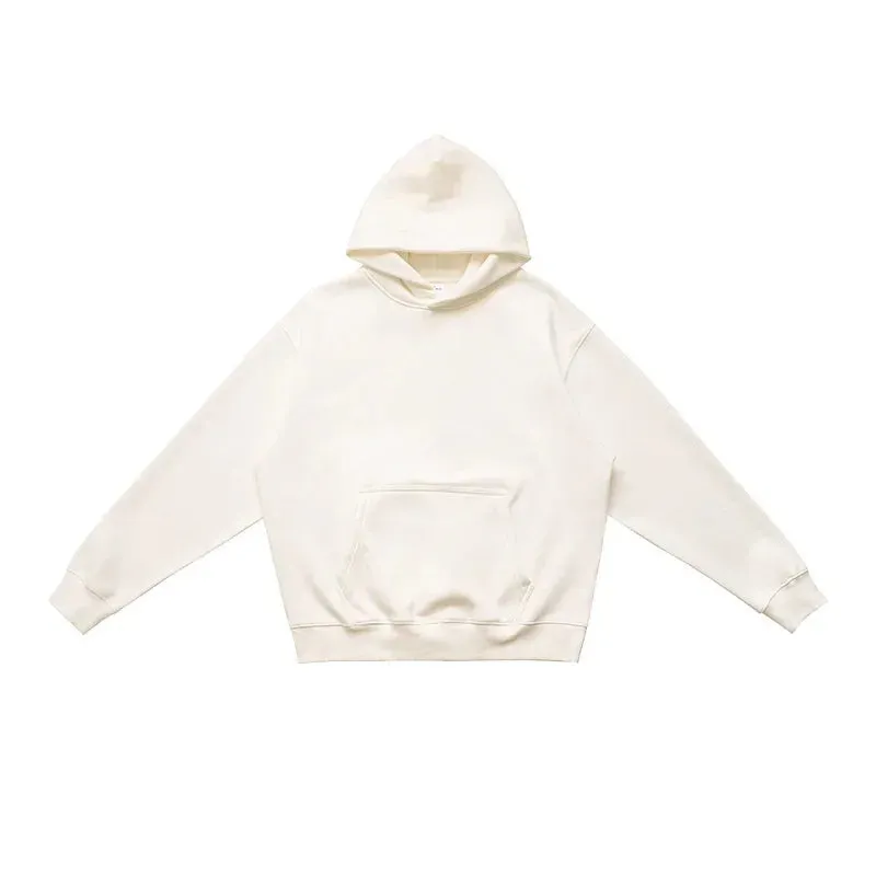 Toleet Y2K Street Style hooded sweatshirt  Men's and women's fall and winter 500G heavyweight warm air pullover solid color sweater padded and thickened