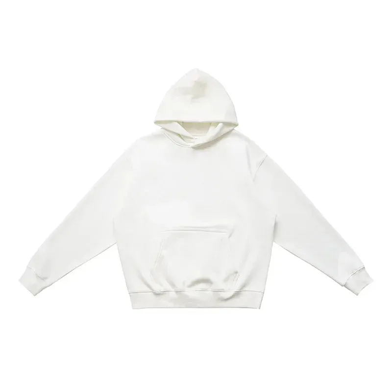 Toleet Y2K Street Style hooded sweatshirt  Men's and women's fall and winter 500G heavyweight warm air pullover solid color sweater padded and thickened
