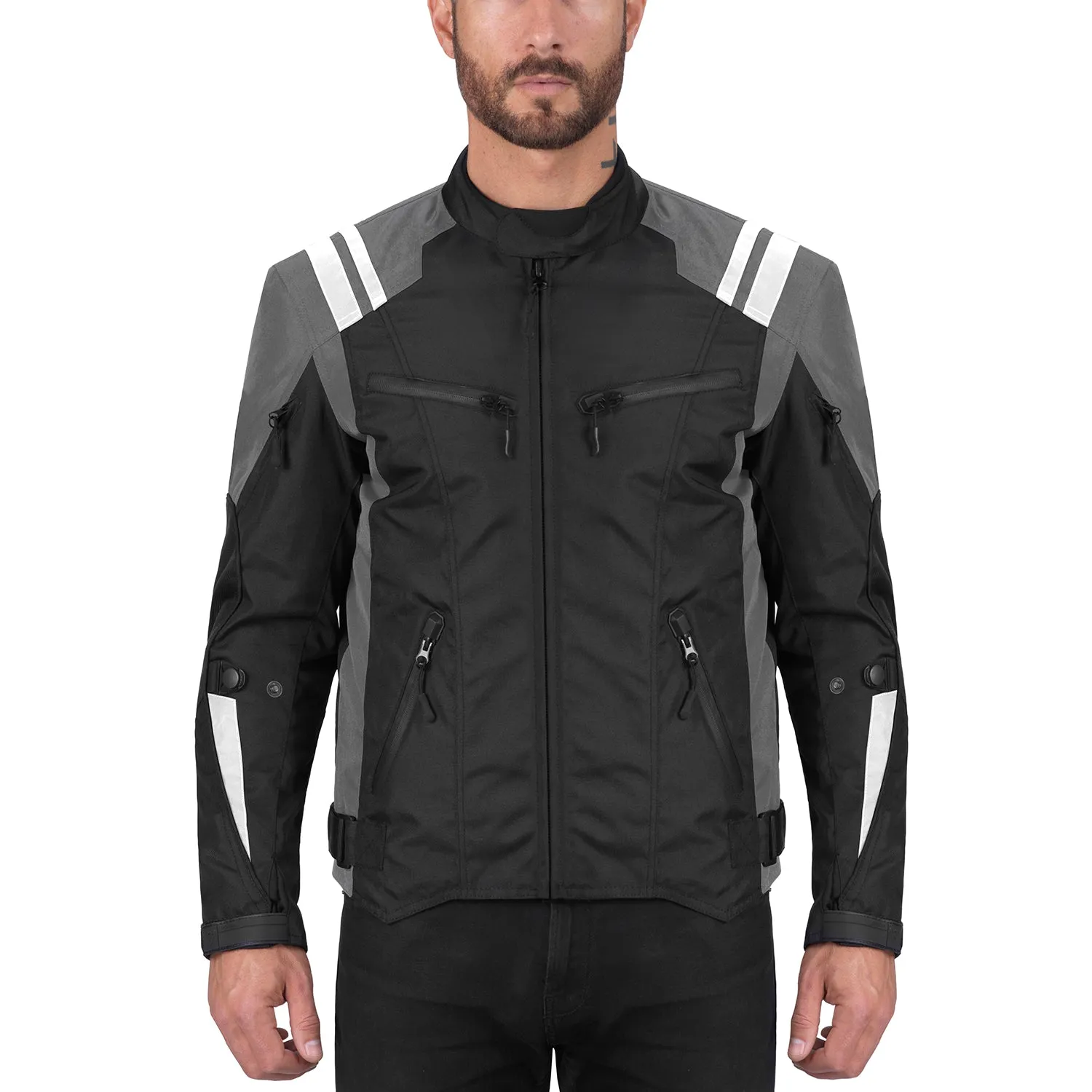 Viking Cycle Ironborn Gray Textile Motorcycle Jacket for Men