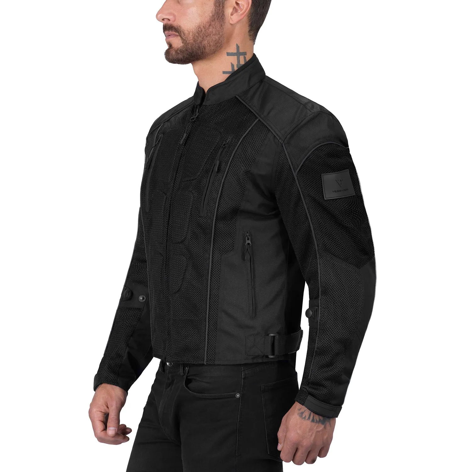 Viking Cycle Warlock Black Mesh Motorcycle Jacket for Men
