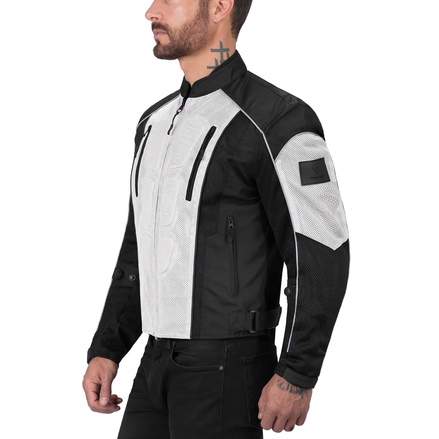 Viking Cycle Warlock Silver Mesh Motorcycle Jacket for Men