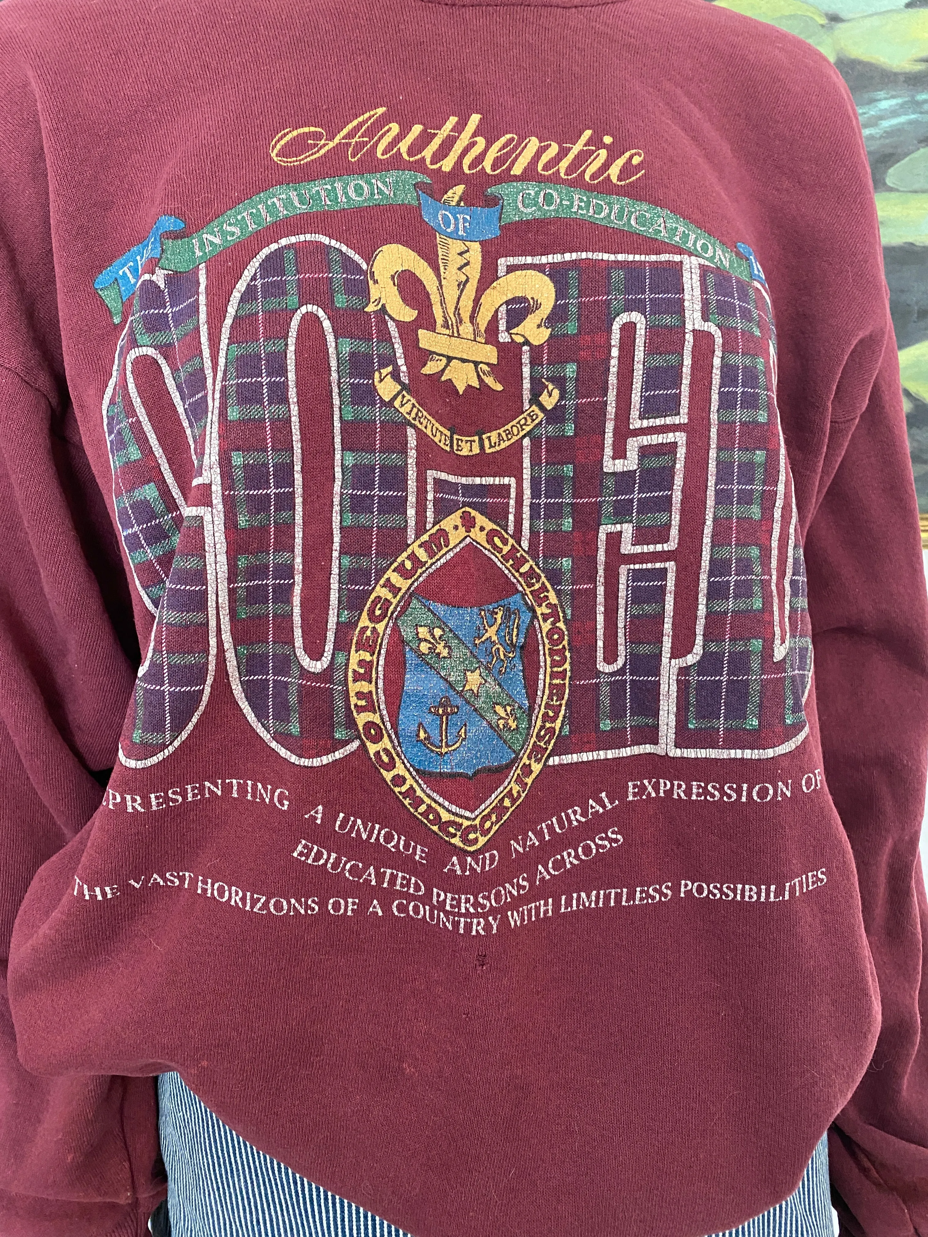 Vintage Lee Authentic Institution of Co-Ed Co-Education Sweatshirt Sz L