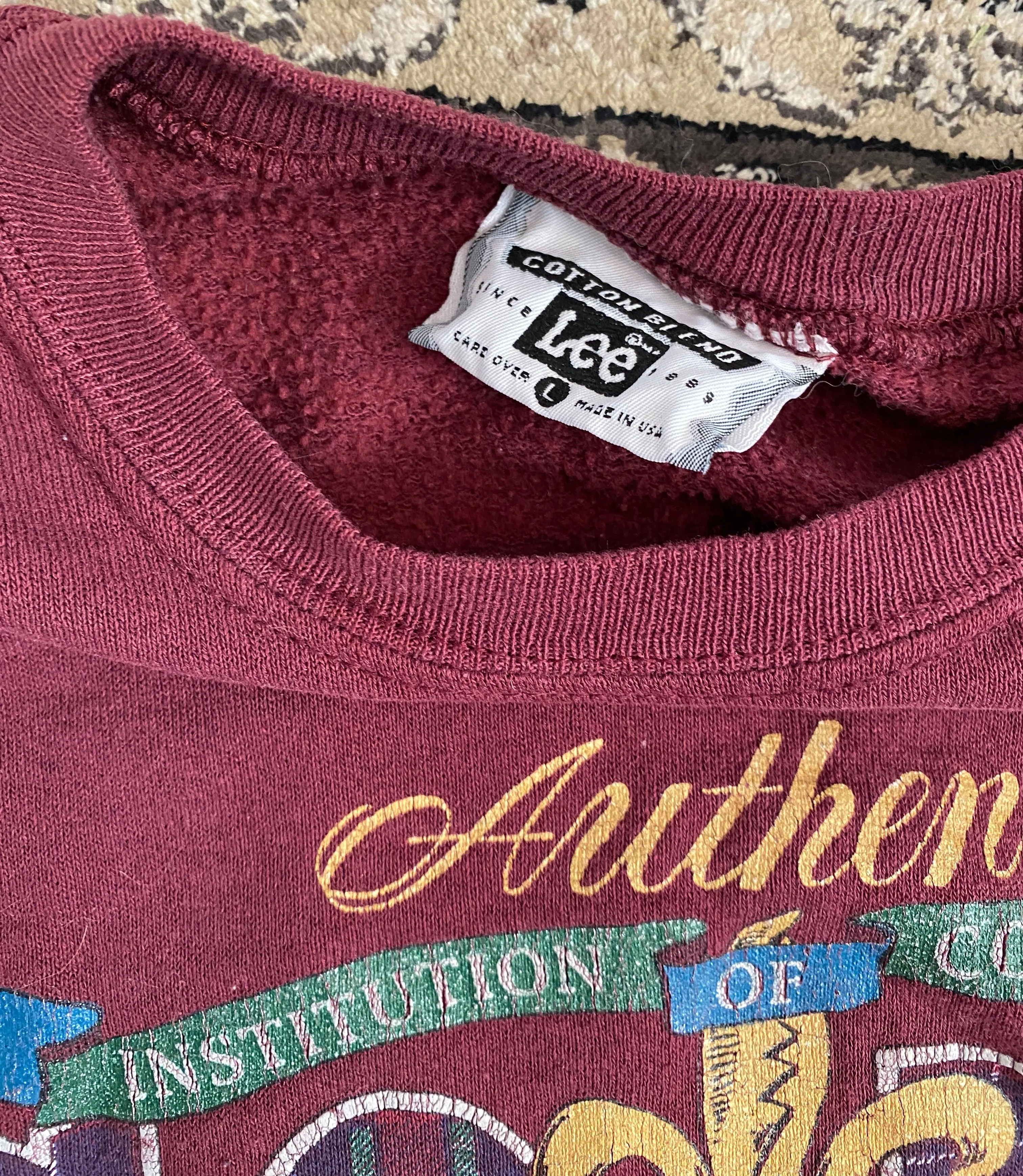 Vintage Lee Authentic Institution of Co-Ed Co-Education Sweatshirt Sz L