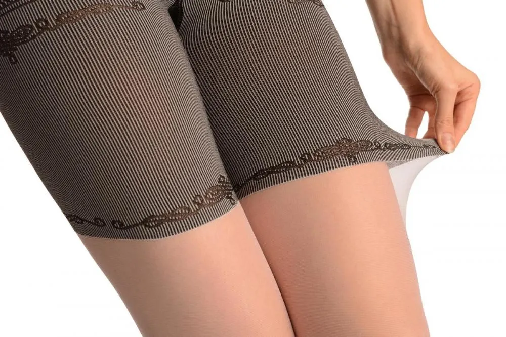 White With Strong Corset Shaping Tummy In Tights
