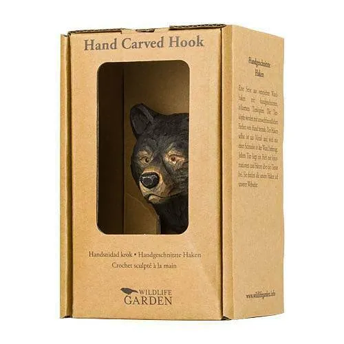 Wildlife Garden Hook Hand Carved Black Bear