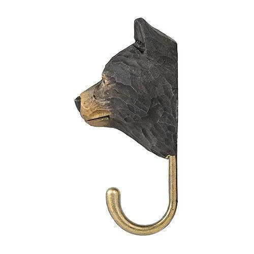 Wildlife Garden Hook Hand Carved Black Bear
