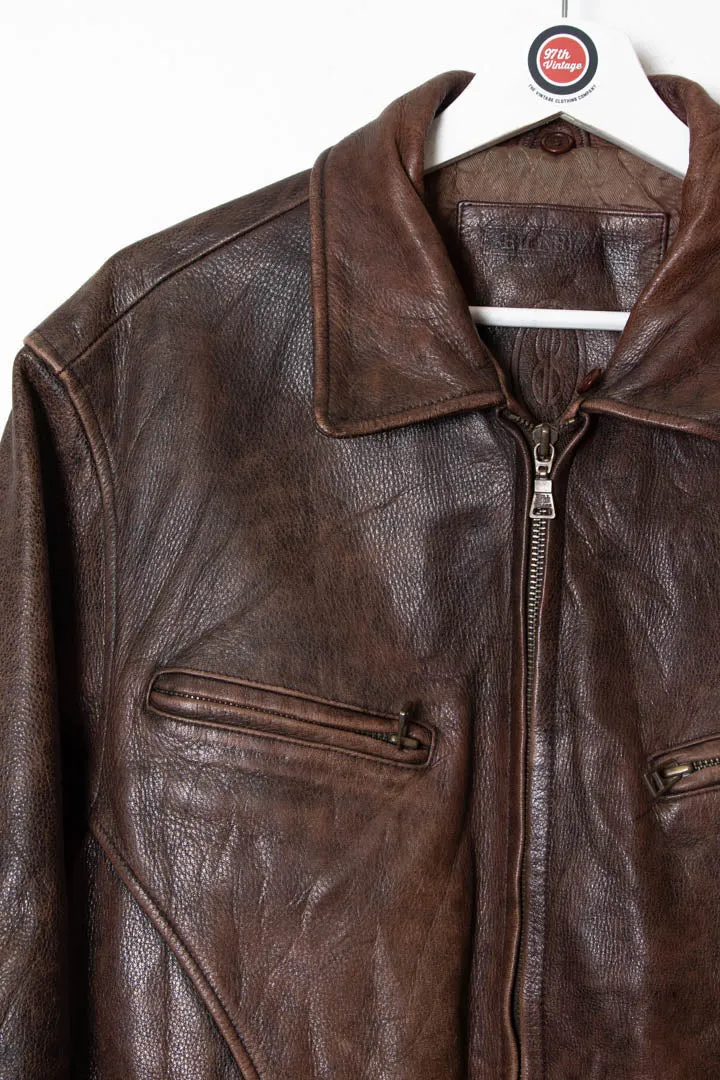 Women's Bill Blass Leather Belted Biker Jacket (M)