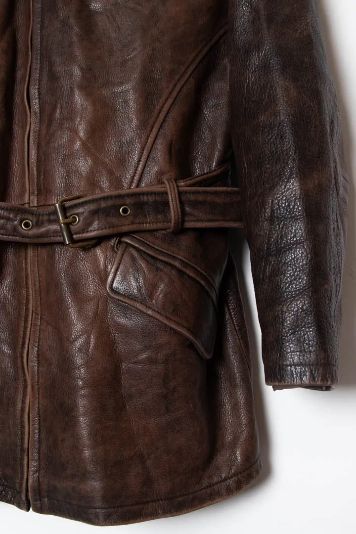Women's Bill Blass Leather Belted Biker Jacket (M)