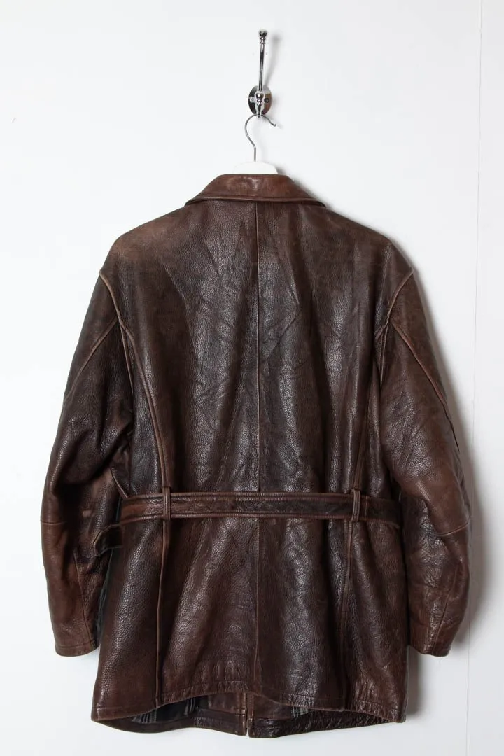 Women's Bill Blass Leather Belted Biker Jacket (M)