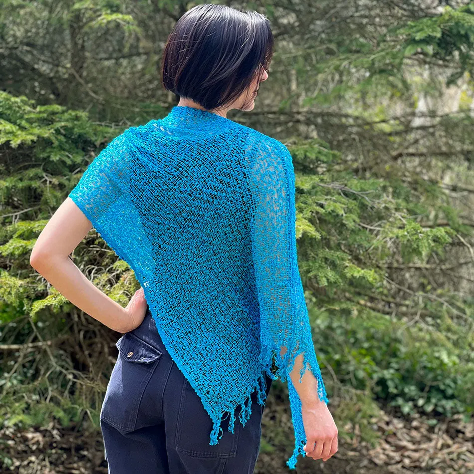 Woven Ribbon Poncho/Shrug - Blue/Pink Mix, Nepal