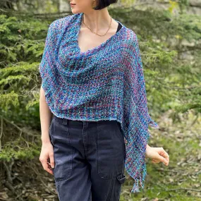 Woven Ribbon Poncho/Shrug - Blue/Pink Mix, Nepal