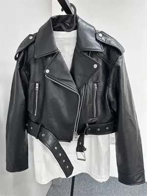 ZVRI 2024 Women's Vintage Faux Leather Jacket